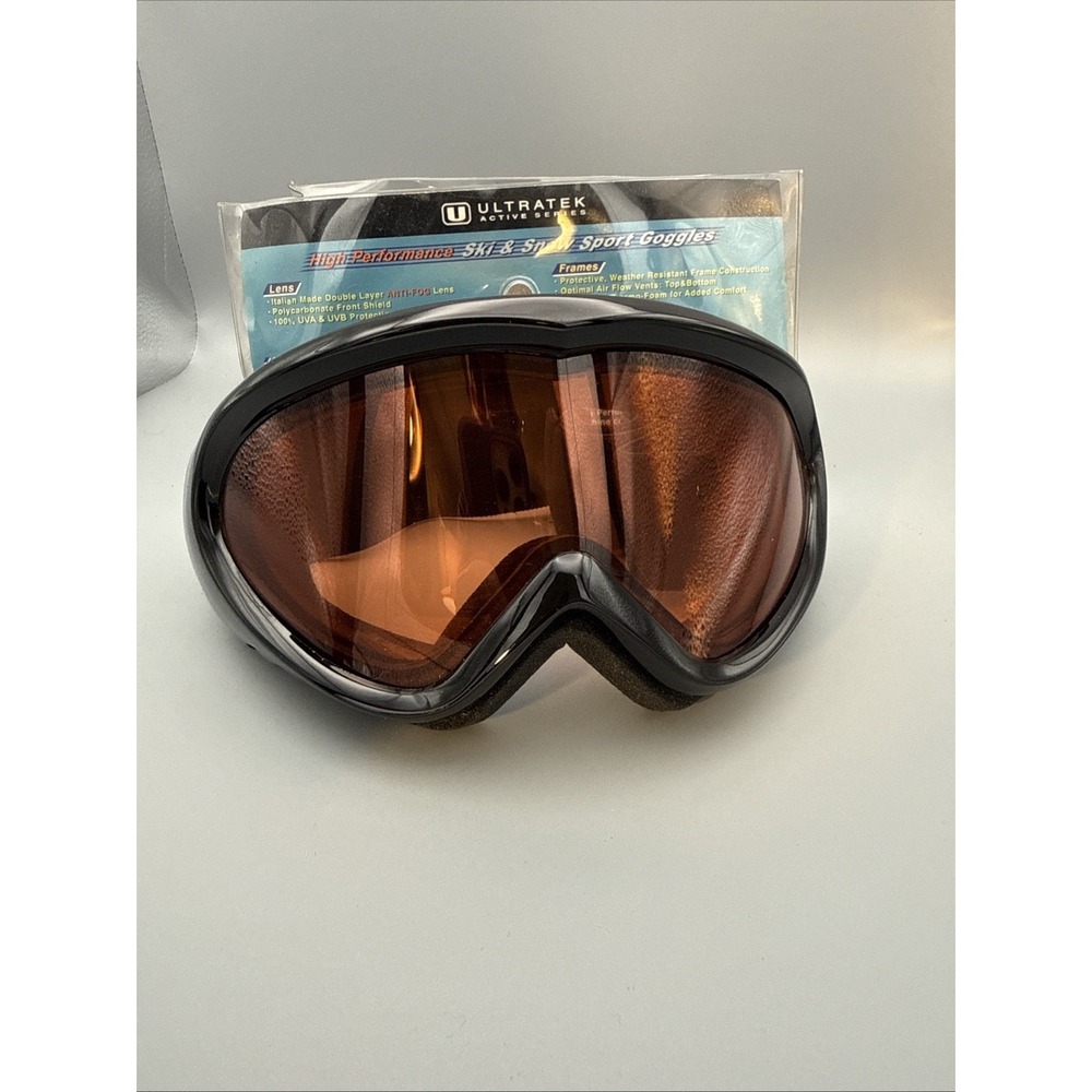 Ultratek Active Series -Anti Fog UVA UVB=High Performance Ski Snow Sport Goggles